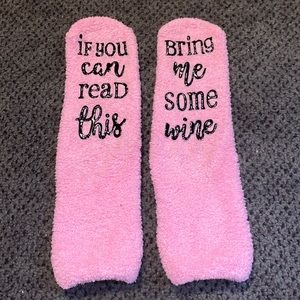 Adorable pink fuzzy socks
